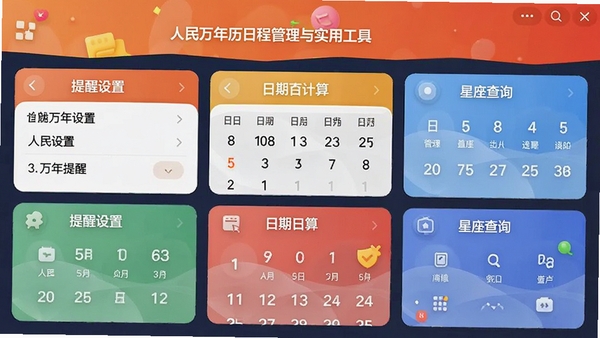 �����������ճ̹�����ʵ�ù��߽��棬չʾ�������á����ڼ��㡢������ѯ�ȹ���