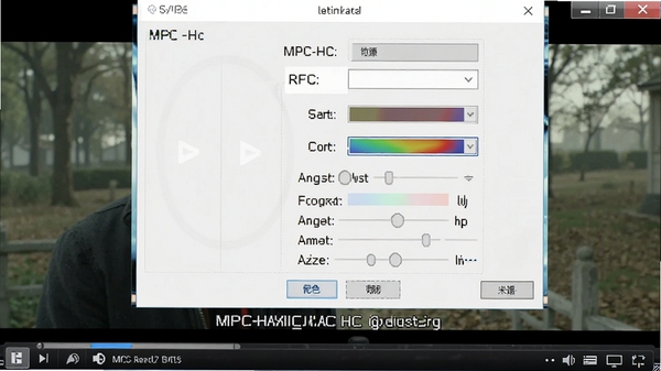 MPC-HC������Ƶʱ��Ļ���ý��棬չʾ��Ļ���塢��ɫ����С����ѡ�����ΪӰƬ���棬��Ļ��ʾ���������沼�ֺ���
