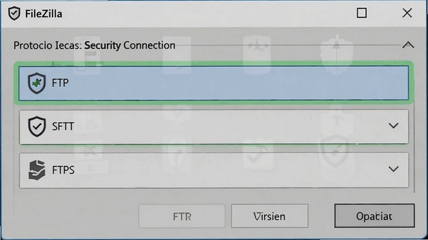 FileZillaЭ��ѡ����棬��ʾFTP��SFTP��FTPSѡ�ǿ����ȫ����