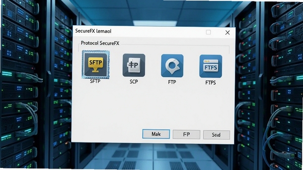 SecureFXЭ��ѡ��Ի���չʾSFTP��SCP��FTP��FTPS��Э��ͼ�꣬����Ϊ�������������Ƽ���ʮ��