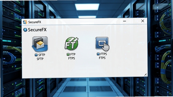 SecureFX Э��ѡ����棬չʾ SFTP��FTP��FTPS ��ͼ�꣬����Ϊ�������������Ƽ���ʮ�㡣