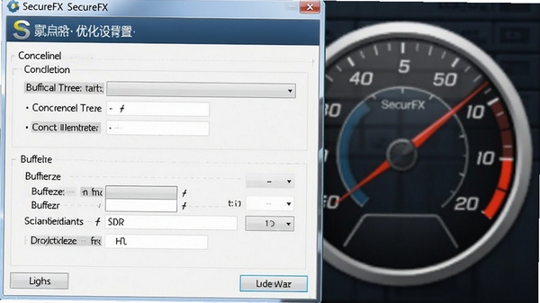 SecureFX �����Ż����ý��棬��ʾ�����̺߳ͻ��������ã��������ٶ��Ǳ��̡�