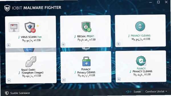 һ��չʾIObit Malware Fighter������ĸ����ͼ������������ʾ����ɨ�衢ʵʱ��������˽�����ȹ���ģ�飬���������ִ�������Ϊ����ɫ�Ƽ��з�Χ��ͻ��������רҵ�ԺͰ�ȫ�ԡ�