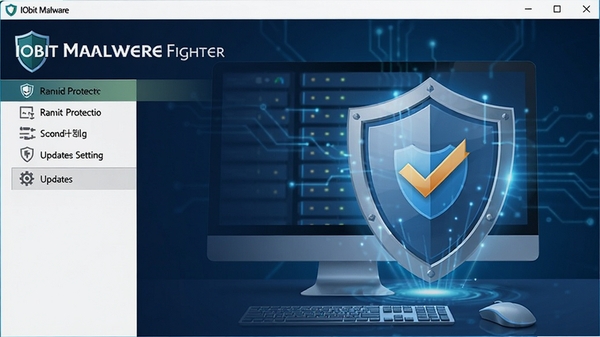 IObit Malware Fighter���ý��棬չʾʵʱ������ɨ��ƻ����������õ�ѡ�����������������Ԫ�أ�ͻ����ȫ���õ�ȫ���ԡ�