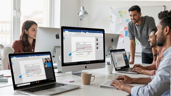 Office 365����Эͬ�༭�ĵ���������̨�豸ͬʱ��������Ļ�������Ŷ�Э����ΧŨ��