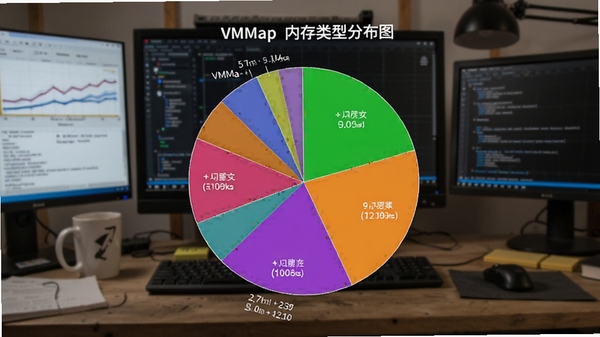 VMMap �ڴ����ͷֲ�ͼ����ͼ��ʽչʾ�����ڴ�ռ�ȣ�ɫ�����֣�����Ϊ����̨������ͻ�����ݿ��ӻ�Ч��