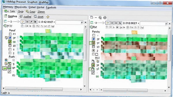 VMMap���̿��նԱȽ��棬��ʾ����ʱ�����ڴ�ʹ�ò���