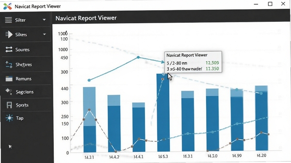 һ��չʾNavicat Report Viewer�����������ܵĽ�ͼ������������һ����״ͼ�������ͣ��һ�������Ϸ�������������ʾ����ʾ������ֵ����๤�����ɼ�ɸѡ���������ͼ�ꡣ