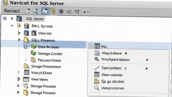 Navicat for SQL Server�Ķ������νṹ���棬ͻ��������ͼ���洢���̵Ƚڵ��ͼ����Ҽ��˵�