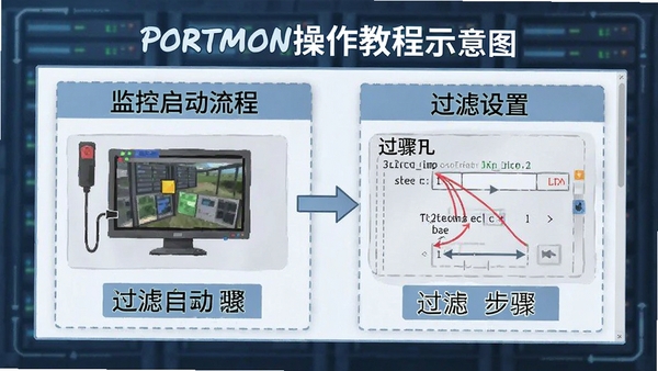 Portmon�����̳�ʾ��ͼ��չʾ����������̡��������ò��裬�������ֱ�ע������ѧ��