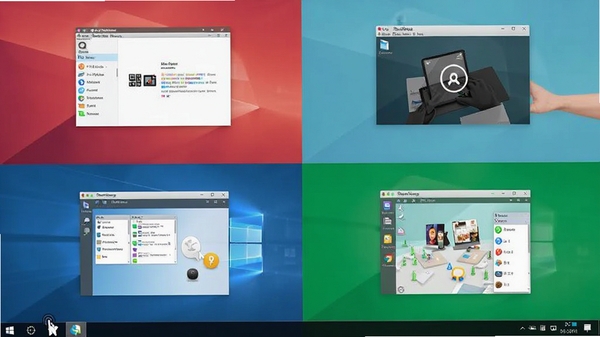 Desktops�������洴�����̶�̬��ʾ�������������ͼ�꣬��Ļ�ָ�Ϊ�ĸ���ͬ���������棬ÿ�������в�ͬӦ�ô���