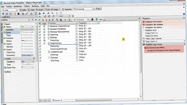 Navicat Data Modeler������������棬��ʾ���ֶα༭����֤������������������������ʹ�����ʾ��