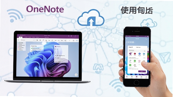 OneNote�ڵ��Ժ��ֻ���ʹ�öԱ�ͼ��չʾ��ͬ�豸�ϵĽ��沼�ֺͲ�����ʽ���������������Ӻ���ͬ��ͼ�꣬ǿ����ƽ̨ʵ���ԡ�