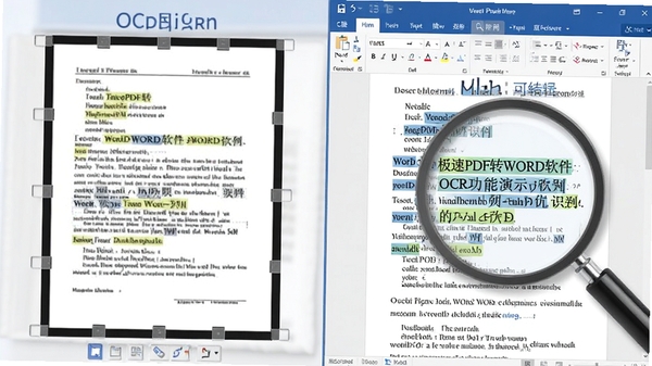 ����PDFתWORD����OCR������ʾ�����Ϊɨ���ֽ���ĵ�ͼƬ���Ҳ�Ϊת������ȫ�ɱ༭��Word�ı������ֱ�����ѡ�У�չʾʶ��׼�ȣ������зŴ�ͼ��ǿ��ϸ�ڣ��������רҵ�ɿ��ķ�Χ