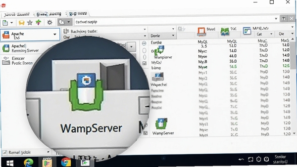 WampServer����״̬�µ�ϵͳ����ͼ��Ŵ�ͼ����ʾ����������������ɫ��ʶ������ΪWindows����������е�Apache��MySQL�����б���ǿ�����ȶ��Ժͺ�̨����������