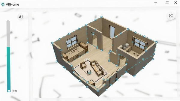 VRHome���������У�һ���ֻ滧��ͼ���ڱ�AIʶ�������Զ���׽����3Dǽ��ģ�ͣ������ʾʶ�������������������