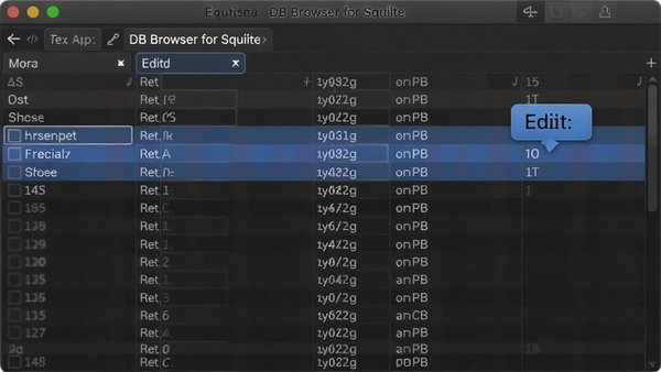 DB Browser for SQLite����������棬�����и�����ʾ���༭��ť���������ֽ�����