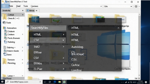 SearchMyFiles��������չʾ����ʾ�����˵�ѡ�HTML��CSV�ȣ�������ΪWindows�ļ��н��棬ͻ�����ߵ�����Ժ��Զ���������