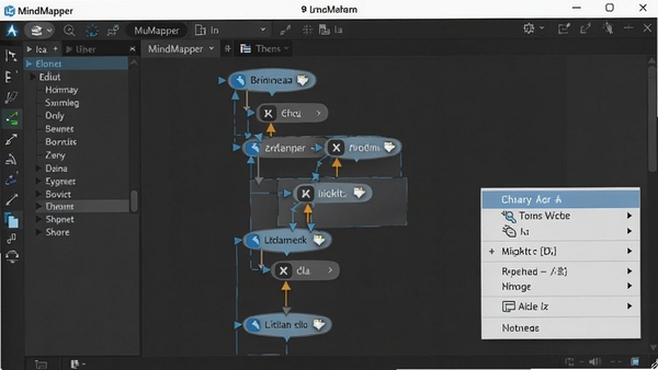 MindMapper�����������棬ʹ�ÿ�ݼ��༭�ڵ㣬��Ļ��ʾ������������Ҽ��˵���������������רҵ