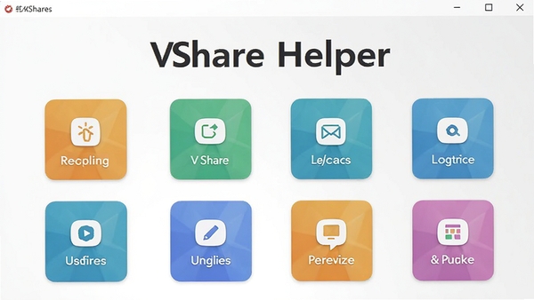 һ���ִ���Լ���ĵ������������ͼ����������ʾVShare Helper�İ˴���ģ��ͼ�꣬ɫ�����£���������������Ϊǳ��ɫ���䣬ͻ��������������Ĺ��ܣ��ʺ���Ϊ����������ҳչʾͼ��