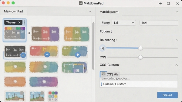 MarkdownPad���Ի����ý��棬չʾ����ѡ��������ڼ�CSS�Զ���ѡ�ɫ�ʴ����г