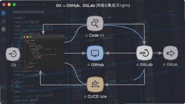 Git��GitHub��GitLab��ƽ̨����ʾ��ͼ��չʾ�����йܡ�Э����CI/CD����