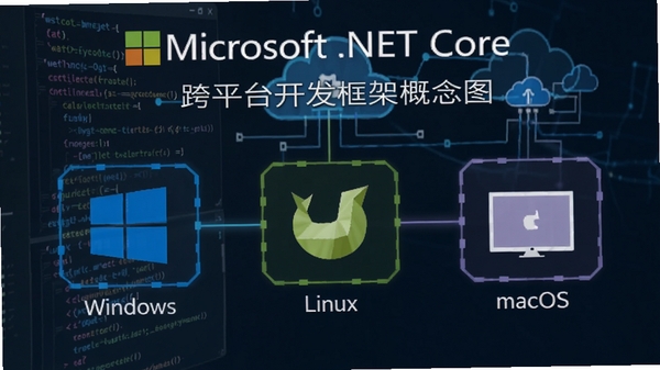 Microsoft .NET Core ��ƽ̨������ܸ���ͼ��չʾ Windows��Linux��macOS ��ƽ̨ͳһ������Ϊ������Ʒ���Ԫ��