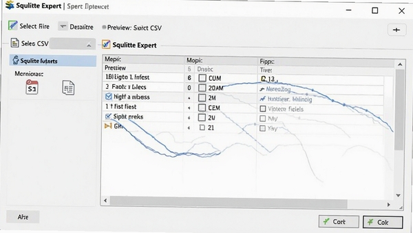 SQLite Expert ���ݵ����򵼣�ѡ�� CSV �ļ���Ԥ���ֶ�ӳ�䣬����������
