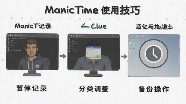 ManicTimeʹ�ü���ͼ�⣬չʾ��ͣ��¼����������ͱ��ݲ���