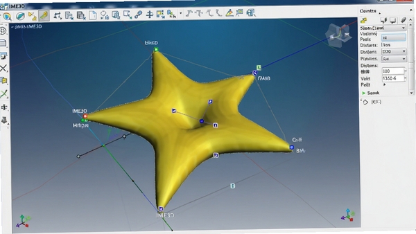 IME3D����ģ�ͱ༭���棬��ʾһ�����ڱ�����Ļ�ɫ�����ģ�ͣ���Χ�б༭���Ƶ㣬�Ҳ๤������ʾ����������������������ģ����Ⱦ���£�����Ϊ������ɫ