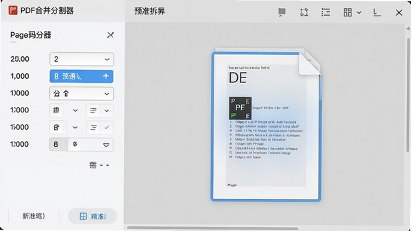 һ��չʾPDF�ϲ��ָ�����ҳ�뷶Χ���PDF�Ľ����ͼ�����Ϊҳ��ѡ����壬�Ҳ�Ϊ���Ԥ�����򣬸�����ʾ��ѡ�е�ҳ�棬�����������죬ͻ����׼��ֹ��ܡ�