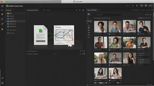 Adobe Creative Cloud�ƶ�Э�����棬չʾ�ļ�ͬ�����Ŷ��زĿ�