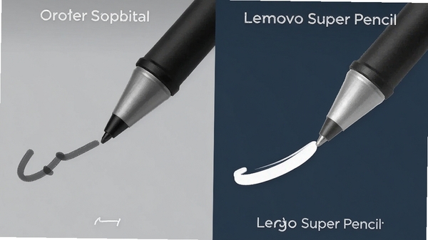 չʾLenovo Super Pencil�ʷ�Ч���ĶԱ�ͼ�����Ϊ��ͨ��д�ʼ����ұ�Ϊ�����ʷ��Ż���ıʼ��������������д�ϸ�仯������Ϊ��ɫ��ͻ����дϸ��