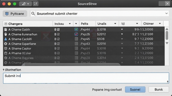 SourceTree�ύ���棬��ʾ����ļ��б����ύ��Ϣ����򣬰�ť����������������ʾ�Ѻ�