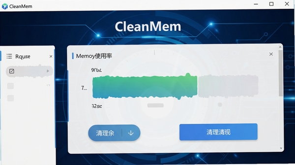 CleanMem����������չʾ�������Ǳ��̷����ʾ�ڴ�ʹ������������ť������Ϊ����ɫ�Ƽ��й�Ч���������ƾ�����ʾ��������רҵ���ִ�