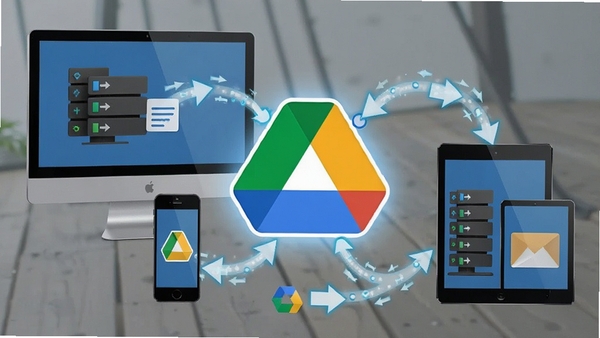 Google Driveͬ������ʾ�⣬���豸�����ԡ��ֻ���ƽ�壩Χ���ƶ�ͼ�꣬��ʾ����ͬ������