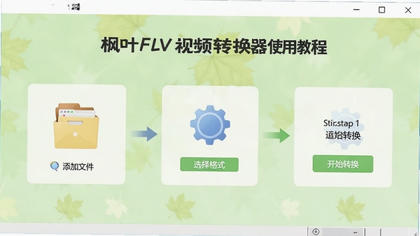 ��ҶFLV��Ƶת����ʹ�ý̳�ҳ�棬չʾ�����������̵�ʾ��ͼ�����������ļ���ѡ���ʽ����ʼת���Ȳ��裬����Ϊ���µ�ǳ��ɫ