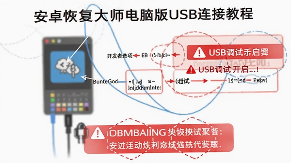 ��׿�ָ���ʦ���԰�USB���ӽ̳�ʾ��ͼ����ע������ѡ����USB���Կ������裬���Ժ�ɫ��ʾ�������׶�