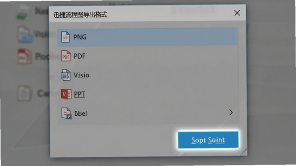 Ѹ������ͼ������ʽѡ�񵯴����б�����PNG��PDF��Visio��PPT��ѡ�������ť����