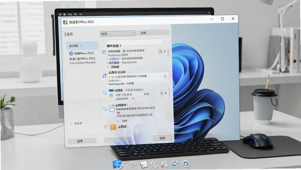 ����Office 2022������Windows 11ϵͳ�ϣ��򿪡�ѡ�������壬��������չʾӲ����������ͬ��ѡ�����Ϊ�ɾ��Ĺ���̨����ʾ�û����и��Ի��Ż�����
