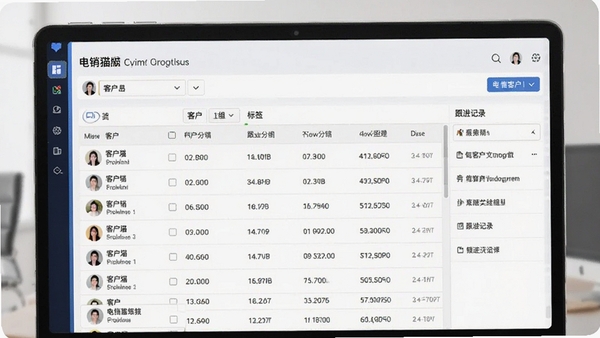 ����è���԰�CRM�ͻ��������棬չʾ�ͻ��б�����ǩ����͸�����¼��������ʽ����չʾ����