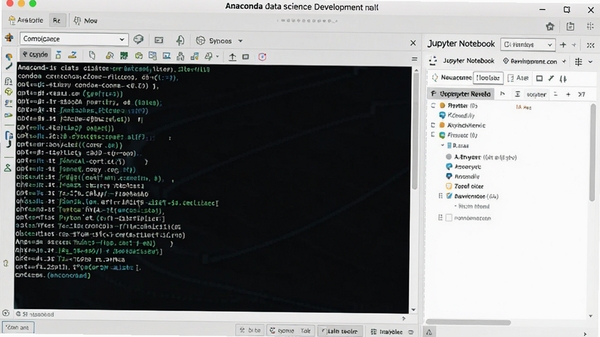 Anaconda���ݿ�ѧ���������������ͼ��չʾconda�����к�Jupyter Notebook�༭��������ִ���࣬ɫ��������ͻ��Python���ݷ�������