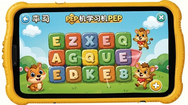 չʾPEPСѧӢ��ѧϰ��������Ϸ�Ľ��棬��������ɫ�ʰ�쵵���ĸ����Ϳ�ͨС�����Ϸ�������ͯȤ��