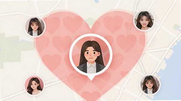 һ�Ż��ڵ�ͼ��λ��APP�����ͼ���ͼƬ����ʾ����û�ͷ��ֲ��ڵ�ͼ����������һ��ͷ�񱻸����Ŵ󣬱���Ϊ��͵ķۺ�ɫ����ͼ������������ܰ������ǿ�������ص���Լ�ᡱ�ľ�׼ͬ�����书�ܡ�