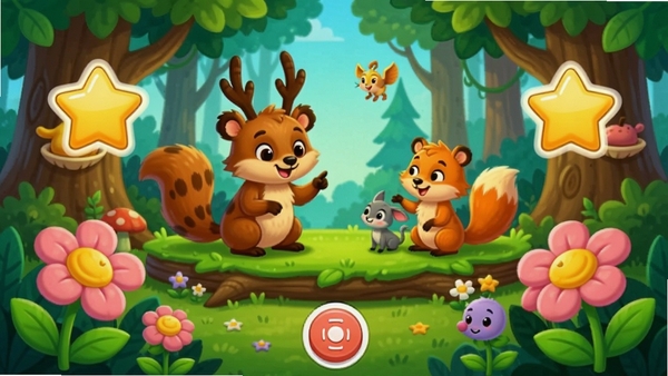 ���ݻ汾�Ķ�APP�Ļ����糡ģʽ��չʾһ��ɭ�ֶ�����³������������пɵ�������Ǻͻ��䣬�ײ���¼����ť�����廭���������ã�ɫ������