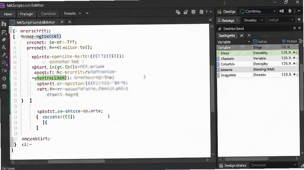 MKScript�ű��༭��������棬������ʾ�﷨���Ҳ��е��Կ���̨��չʾ����ֵ��������רҵ