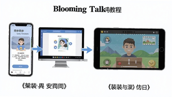Blooming Talkʹ�ý̳�ʾ��ͼ��չʾ�ֻ����ӵ��Ե�ͬ�����棬��ģ��������Ч����������������ע�������裬�����û����ⰲװ������