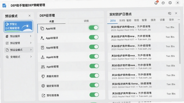 DEP��������DEP���Թ������棬��ʾӦ�ó����б���DEP����״̬�����ΪԤ��ģʽѡ���Ҳ�Ϊʵʱ������־������Ϊǳ��ɫ�Ƽ����棬�����������