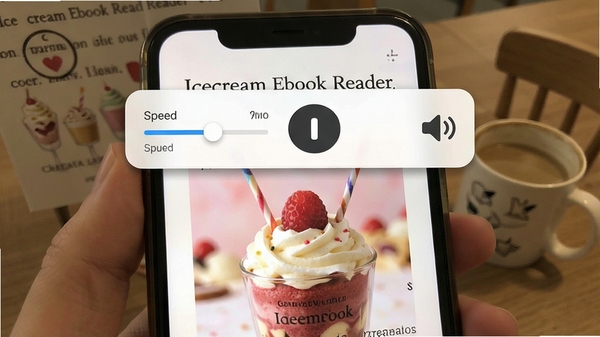 Icecream Ebook Reader �����ʶ����ܽ��棬���ſ������������鼮ҳ���Ϸ�����ʾ���ٵ��ڻ��顢����/��ͣ��ť������ͼ�꣬ģ���ֻ����鳡����