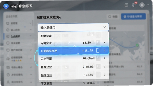���翪Ʊ����̧ͷ������ʾ���棬����ؼ��ʺ������б�չʾƥ�����ҵ������˰�ţ������࣬������ʾƥ�������������ٲ�ѯ�ĸ�Ч���顣